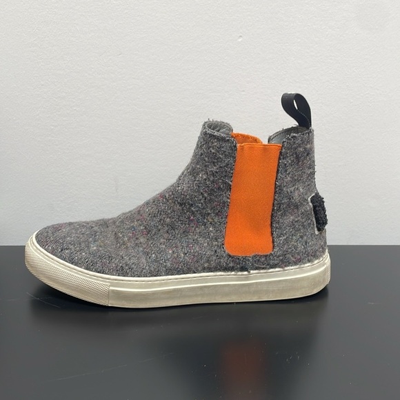 MSGM Wool High Top Sneaker US 7.5 / EUR 38 orange gray ankle boots slip on - Picture 5 of 13